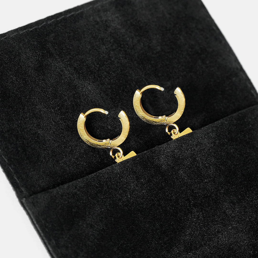 90 Number Earring - Gold Plated Stainless Steel