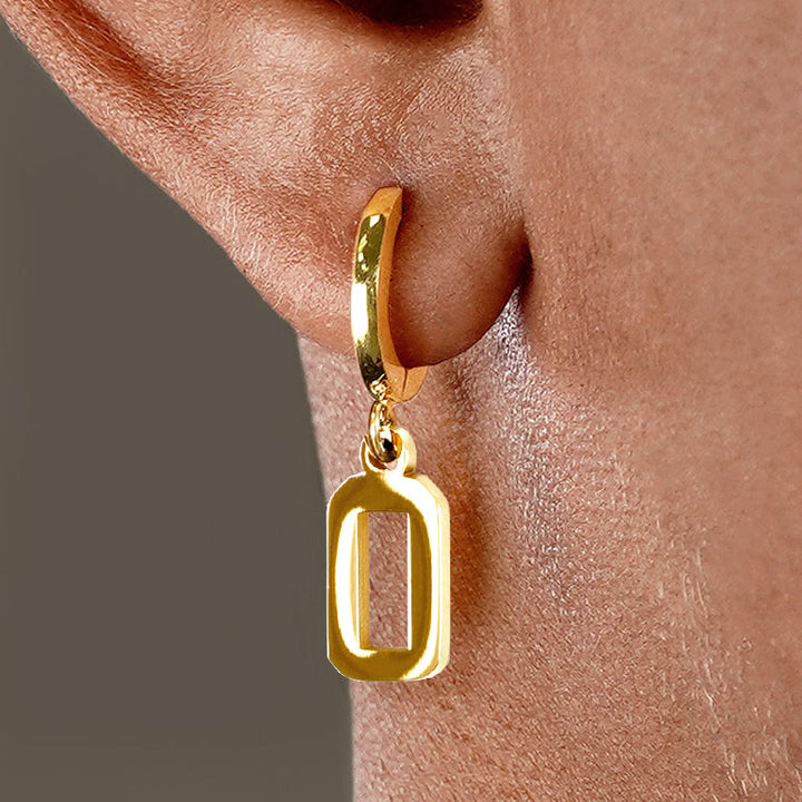 0 Number Earring - Gold Plated Stainless Steel