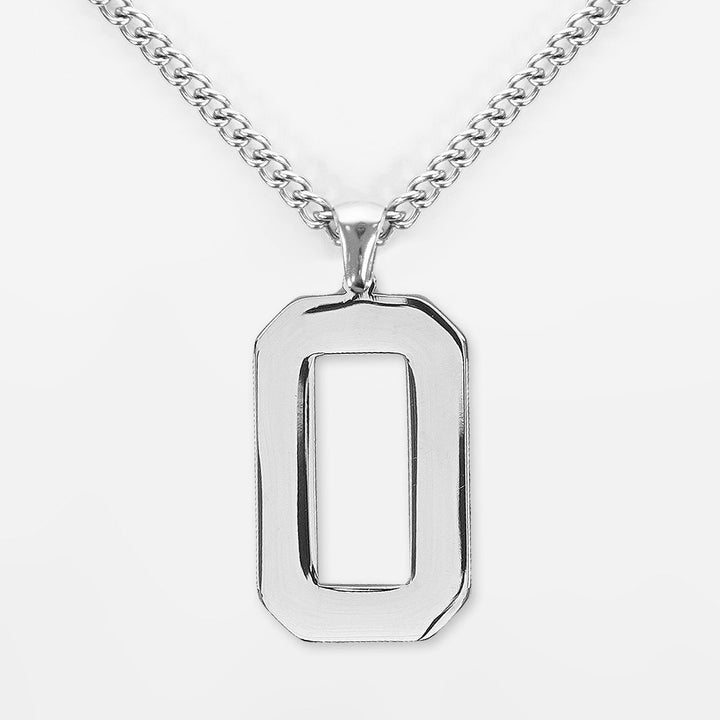 0 Number Pendant with Chain Necklace - Stainless Steel