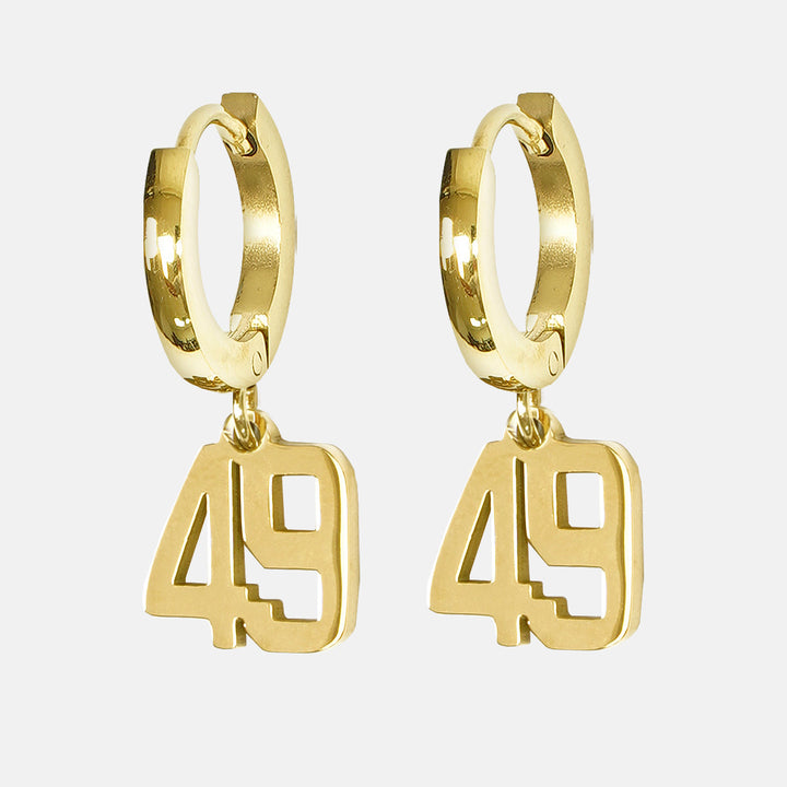 49 Number Earring - Gold Plated Stainless Steel