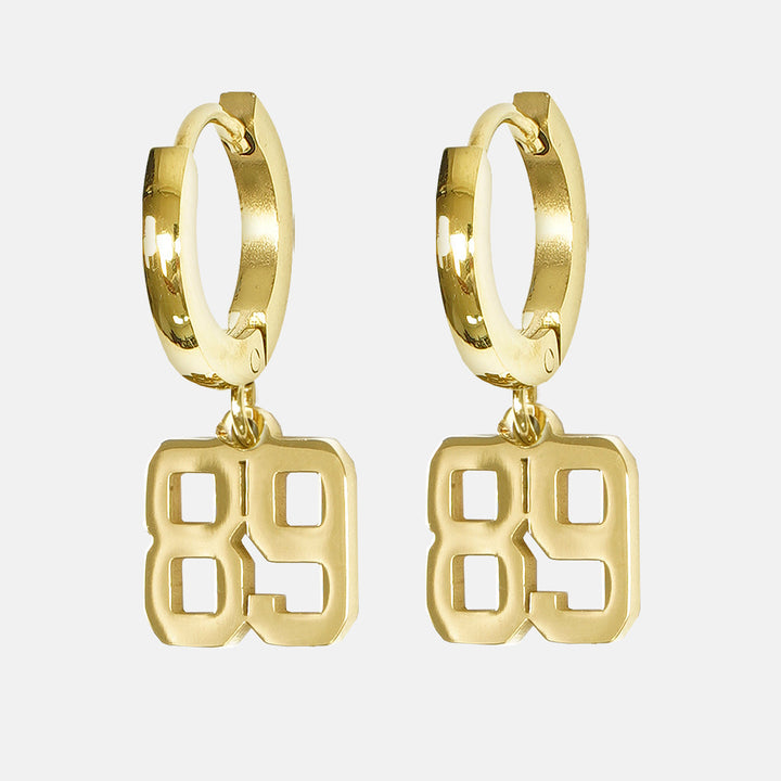 89 Number Earring - Gold Plated Stainless Steel