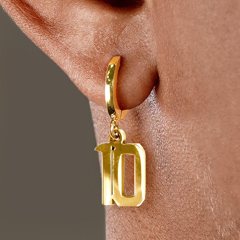 10 Number Earring - Gold Plated Stainless Steel