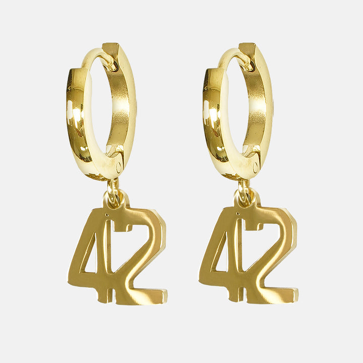 42 Number Earring - Gold Plated Stainless Steel