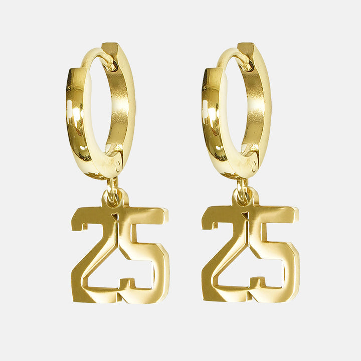 25 Number Earring - Gold Plated Stainless Steel