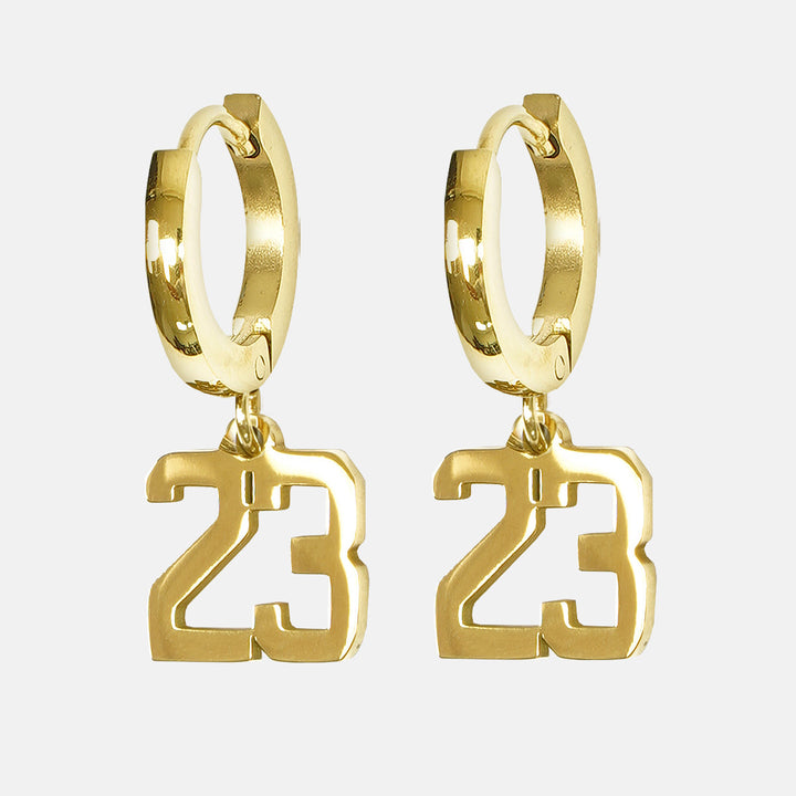 23 Number Earring - Gold Plated Stainless Steel