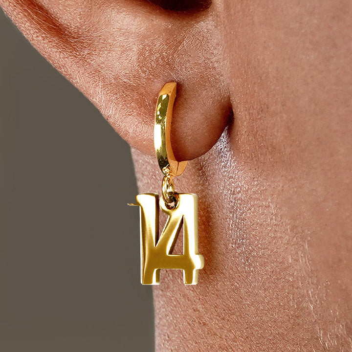 14 Number Earring - Gold Plated Stainless Steel