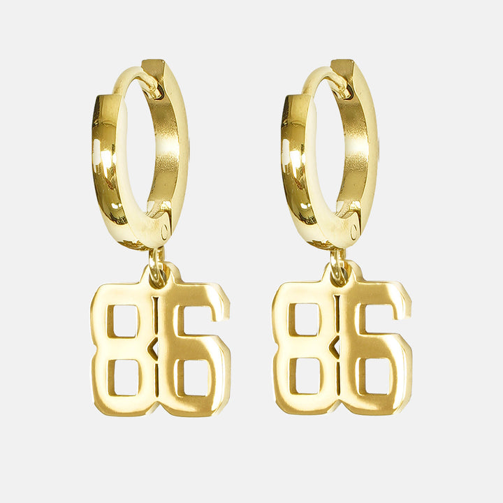 86 Number Earring - Gold Plated Stainless Steel