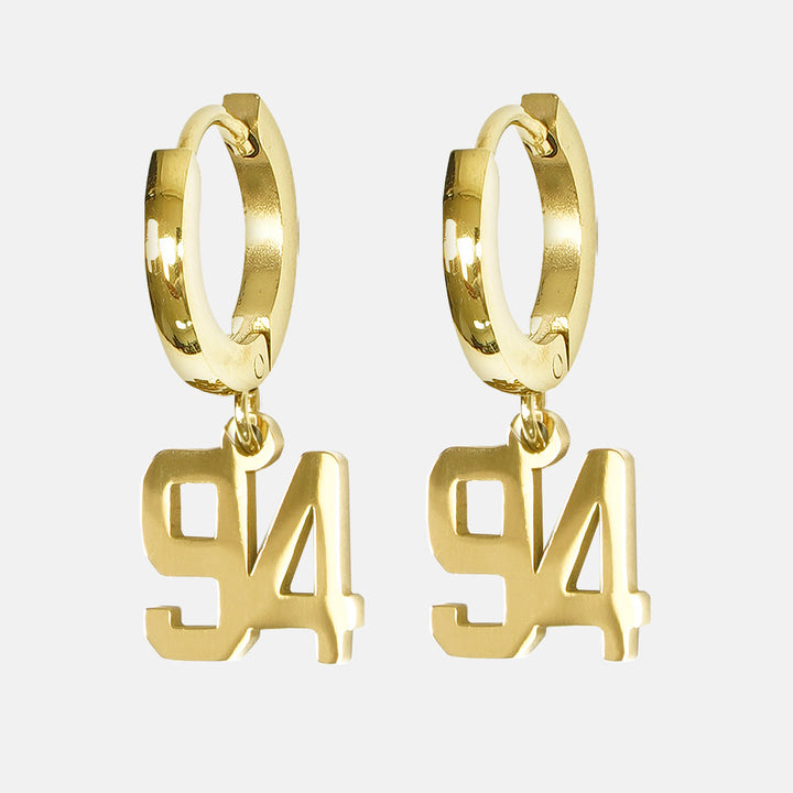 94 Number Earring - Gold Plated Stainless Steel