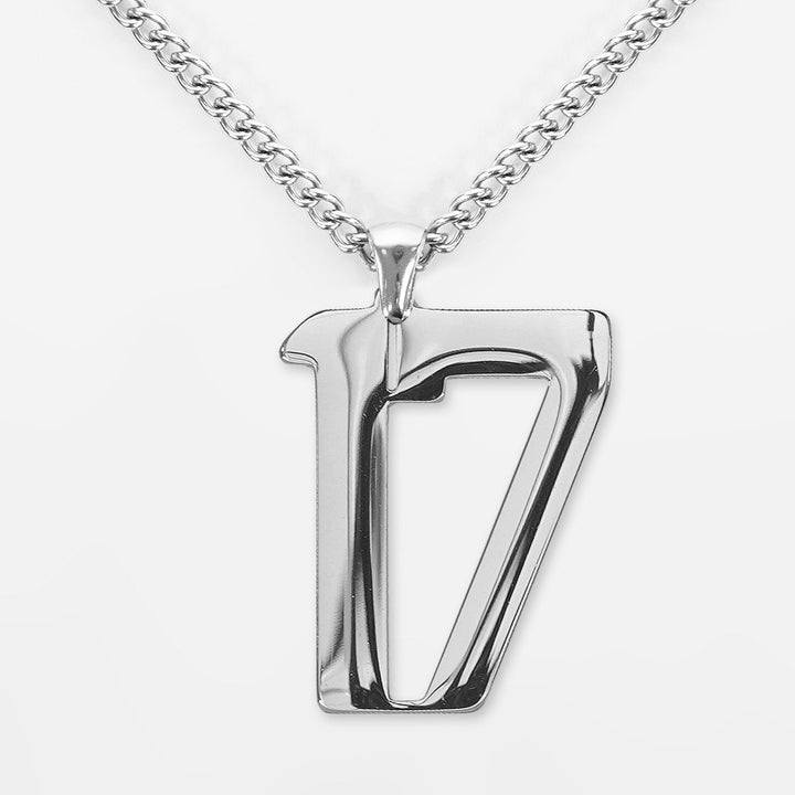 17 Number Pendant with Chain Necklace - Stainless Steel