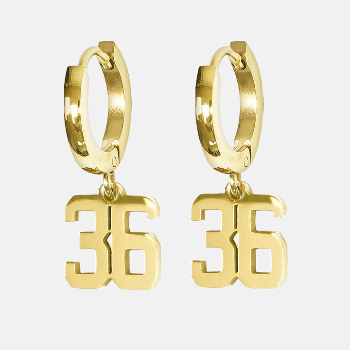 36 Number Earring - Gold Plated Stainless Steel