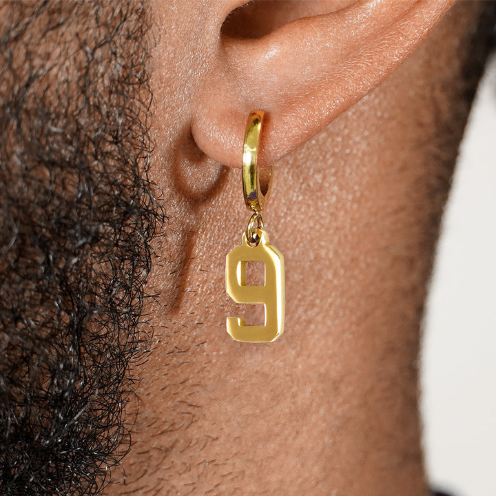 9 Number Earring - Gold Plated Stainless Steel