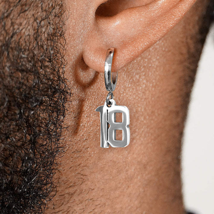 18 Number Earring - Stainless Steel