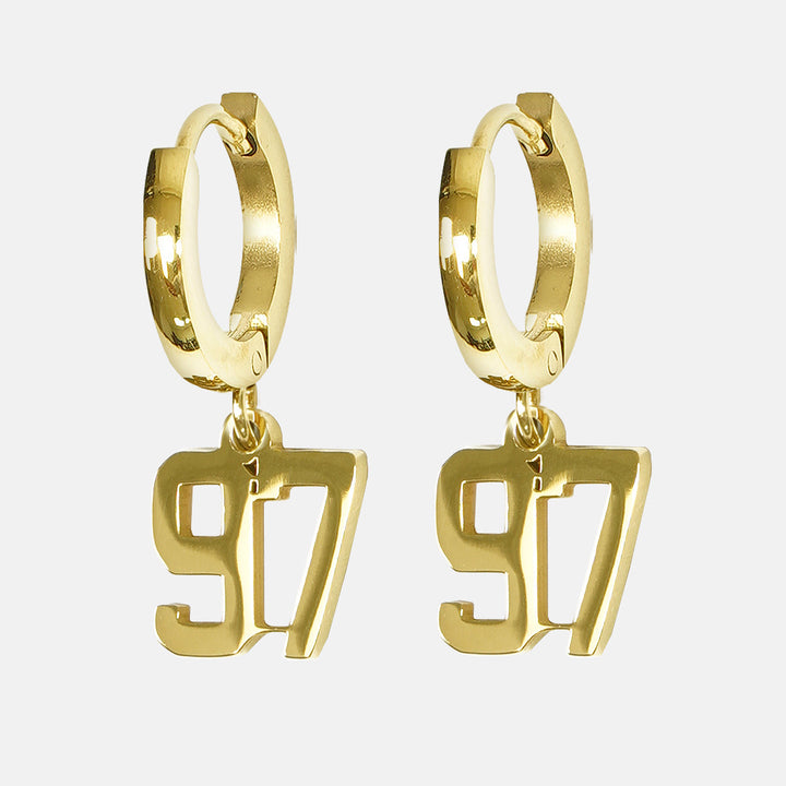 97 Number Earring - Gold Plated Stainless Steel