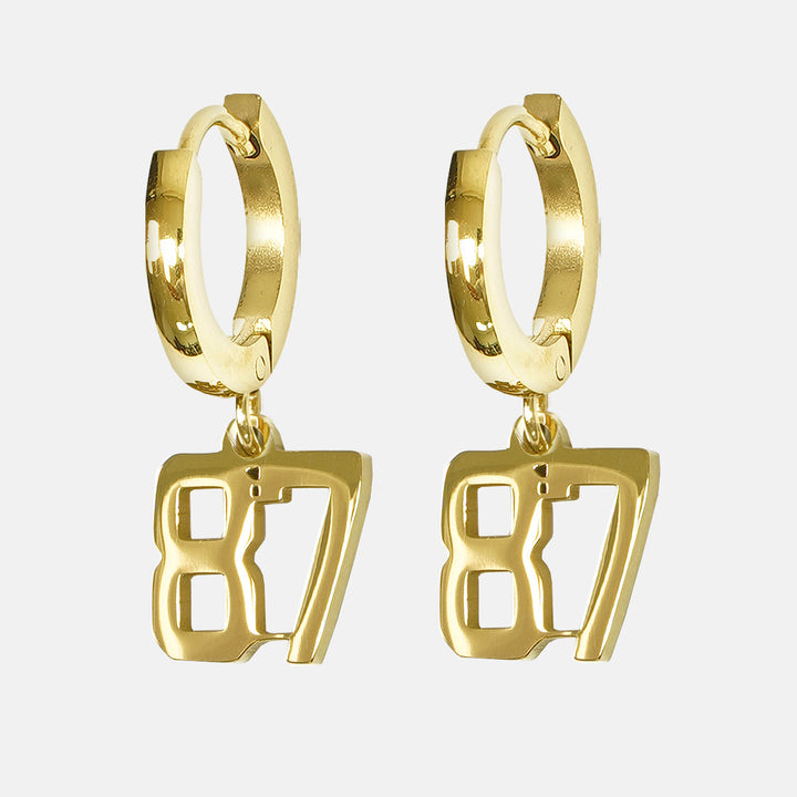 87 Number Earring - Gold Plated Stainless Steel