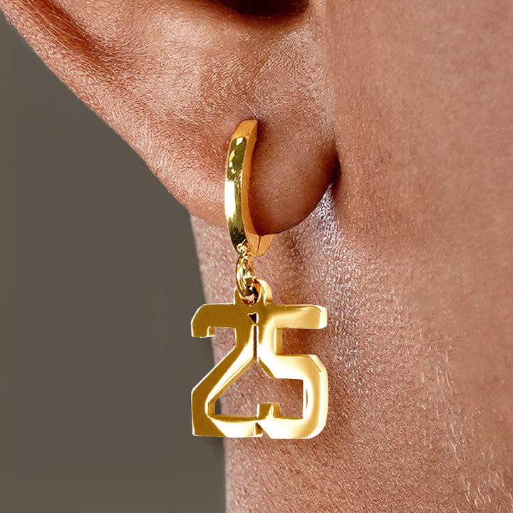 25 Number Earring - Gold Plated Stainless Steel