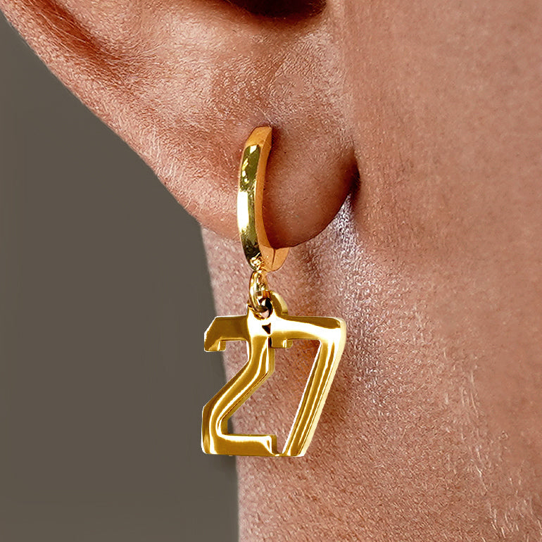 27 Number Earring - Gold Plated Stainless Steel