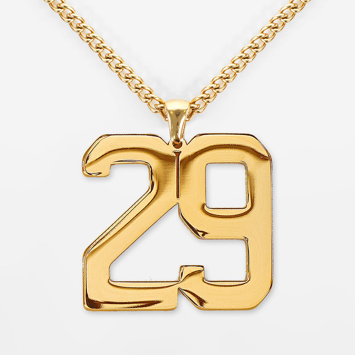 29 Number Pendant with Chain Necklace - Gold Plated Stainless Steel