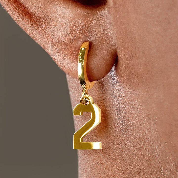 2 Number Earring - Gold Plated Stainless Steel