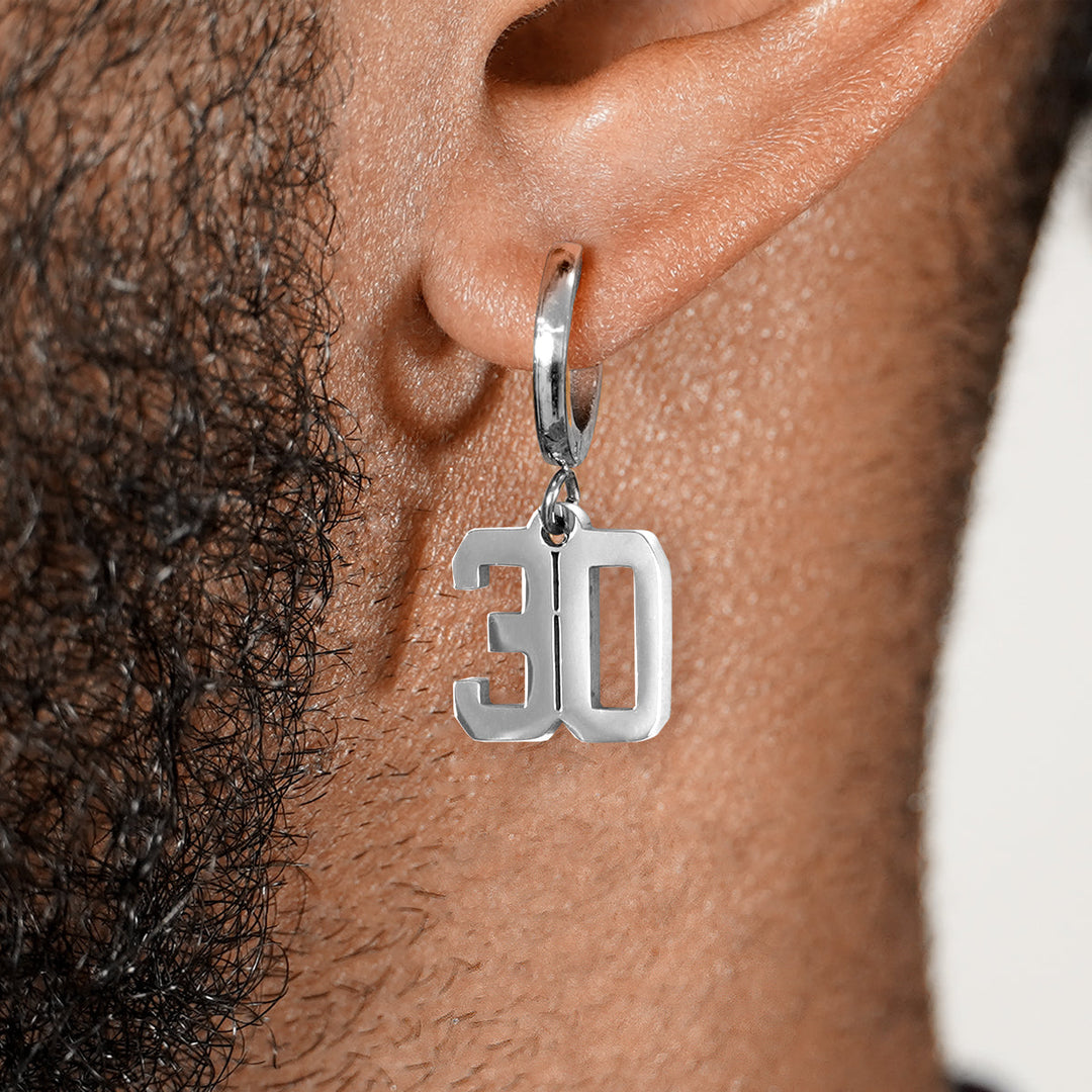 30 Number Earring - Stainless Steel