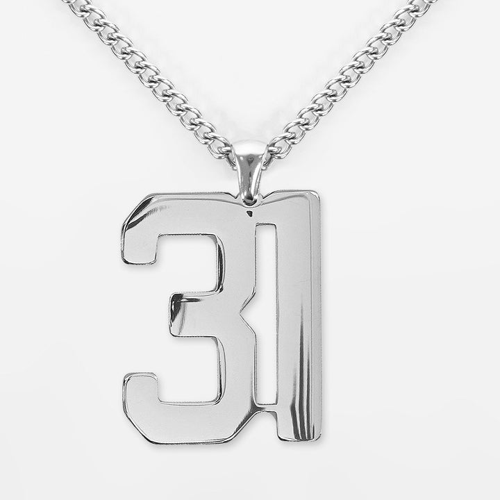 31 Number Pendant with Chain Necklace - Stainless Steel