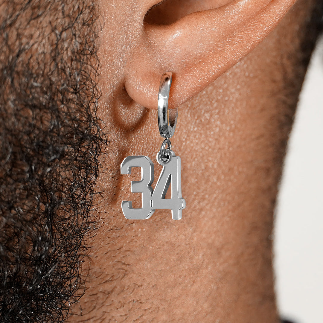 34 Number Earring - Stainless Steel