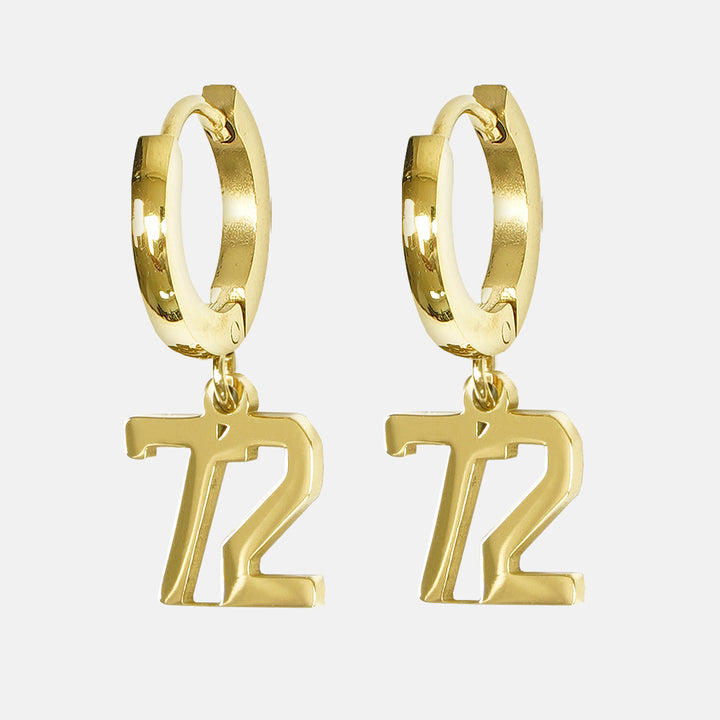 72 Number Earring - Gold Plated Stainless Steel