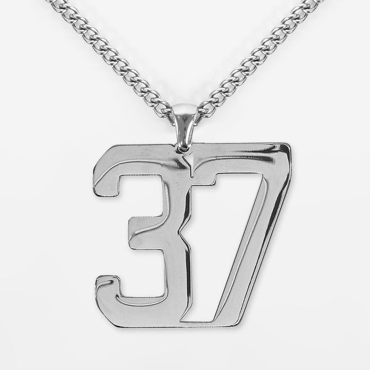 37 Number Pendant with Chain Necklace - Stainless Steel