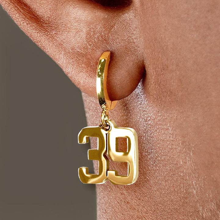 39 Number Earring - Gold Plated Stainless Steel