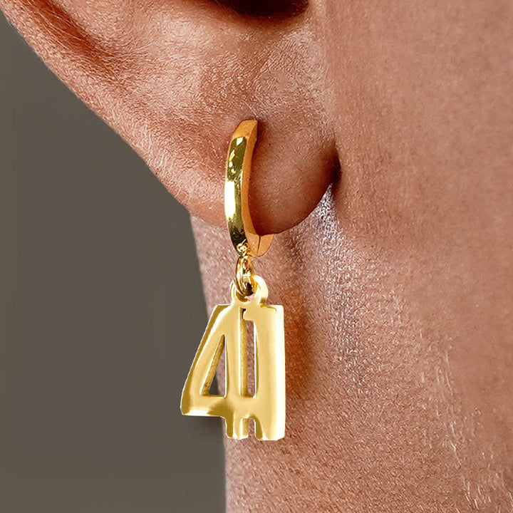 41 Number Earring - Gold Plated Stainless Steel