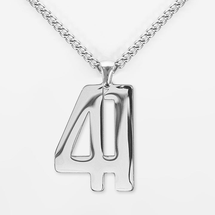 41 Number Pendant with Chain Necklace - Stainless Steel