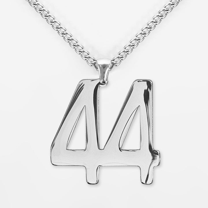 44 Number Pendant with Chain Necklace - Stainless Steel