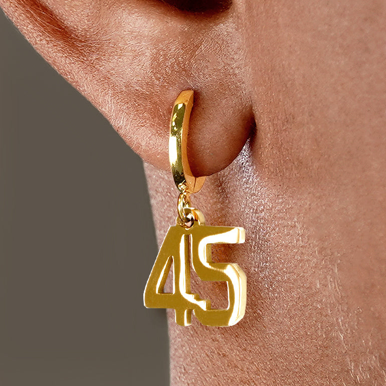 45 Number Earring - Gold Plated Stainless Steel