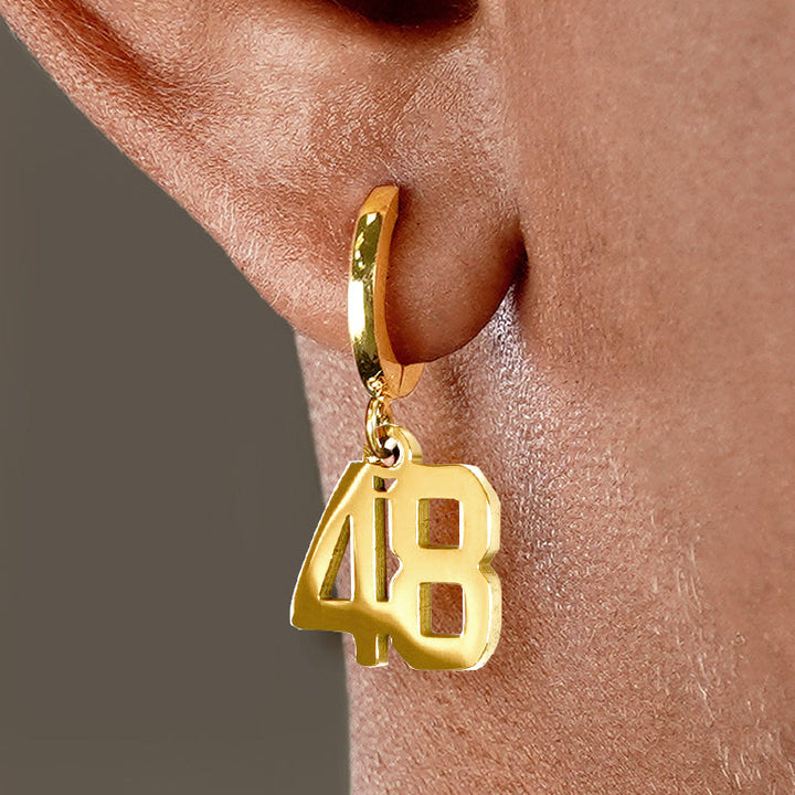 48 Number Earring - Gold Plated Stainless Steel