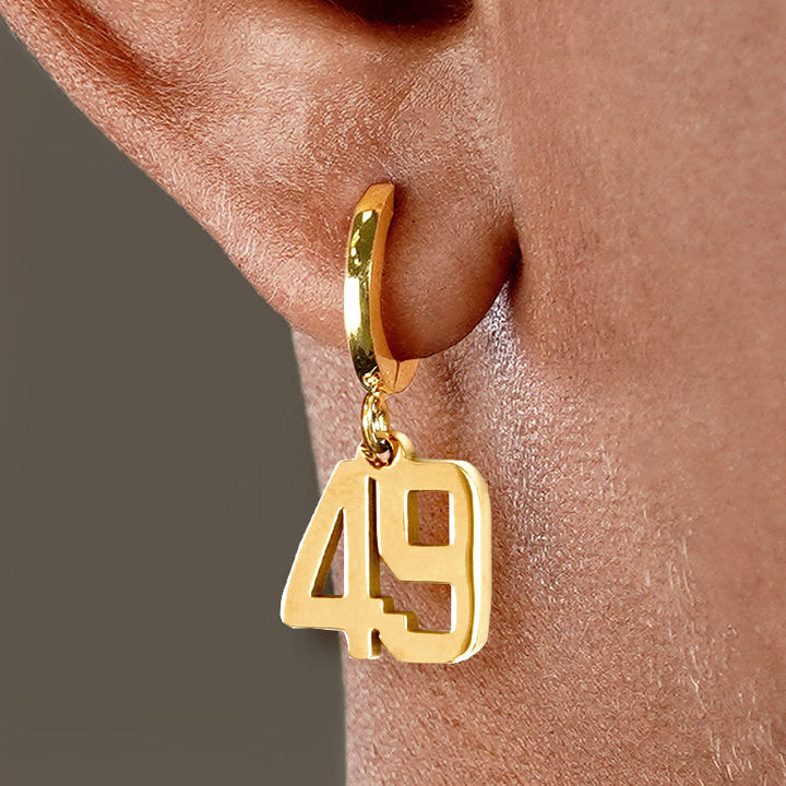 49 Number Earring - Gold Plated Stainless Steel