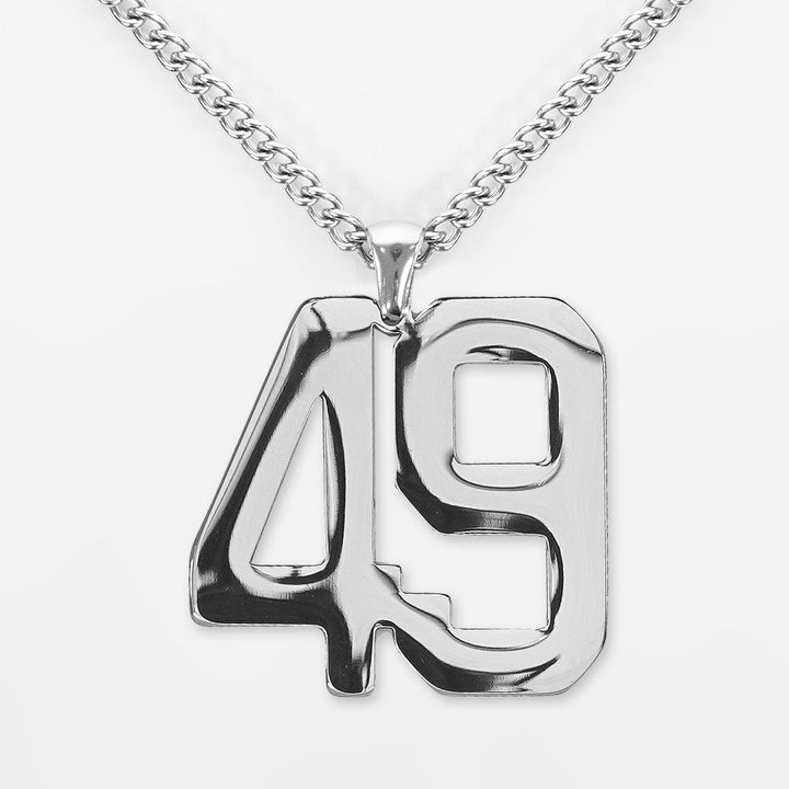 49 Number Pendant with Chain Necklace - Stainless Steel