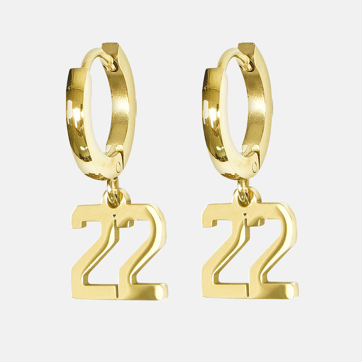 22 Number Earring - Gold Plated Stainless Steel