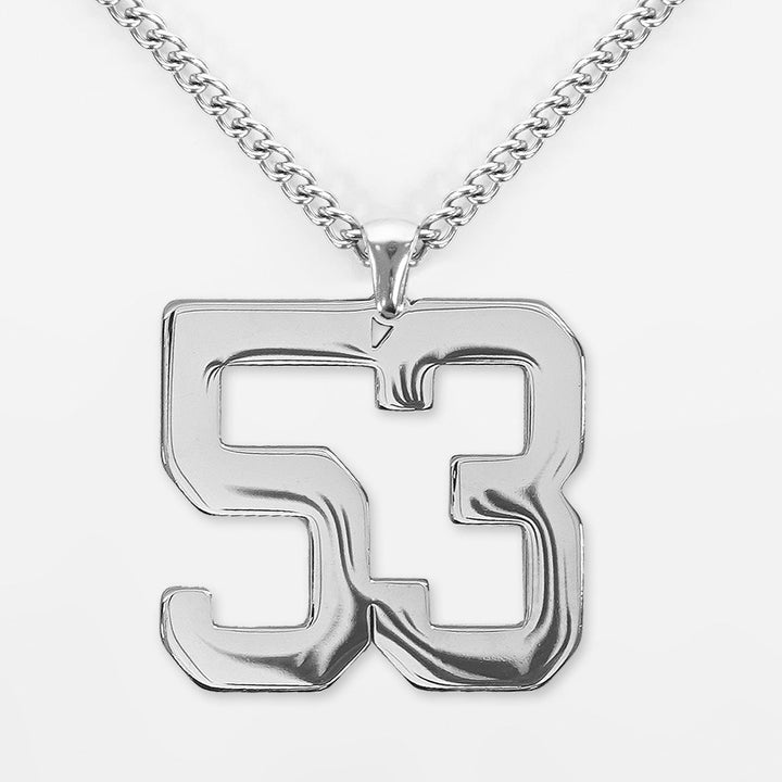 53 Number Pendant with Chain Necklace - Stainless Steel