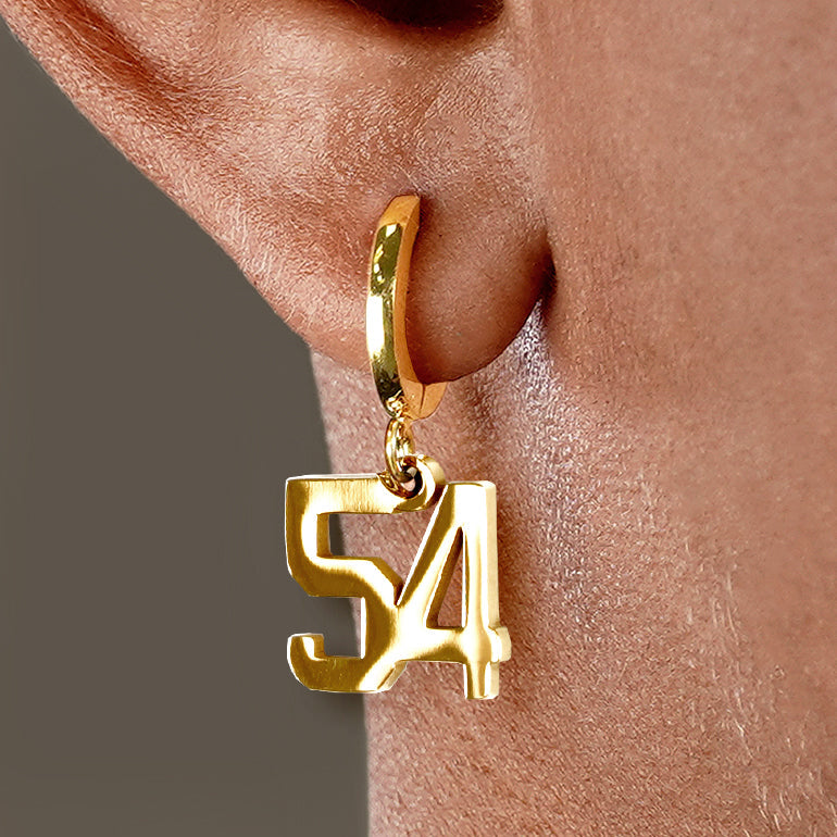 54 Number Earring - Gold Plated Stainless Steel