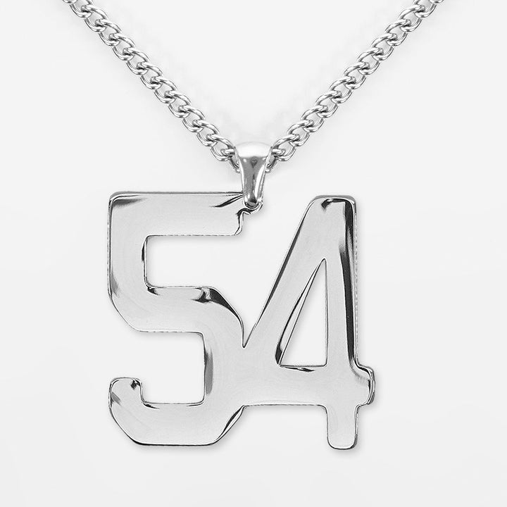 54 Number Pendant with Chain Necklace - Stainless Steel