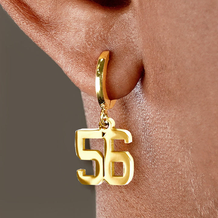 56 Number Earring - Gold Plated Stainless Steel