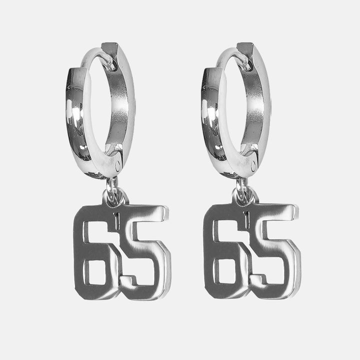 65 Number Earring - Stainless Steel