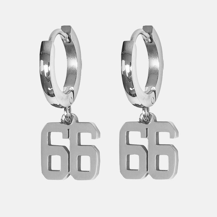 66 Number Earring - Stainless Steel