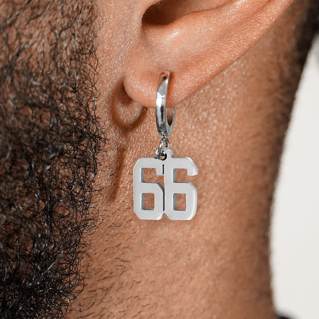 66 Number Earring - Stainless Steel