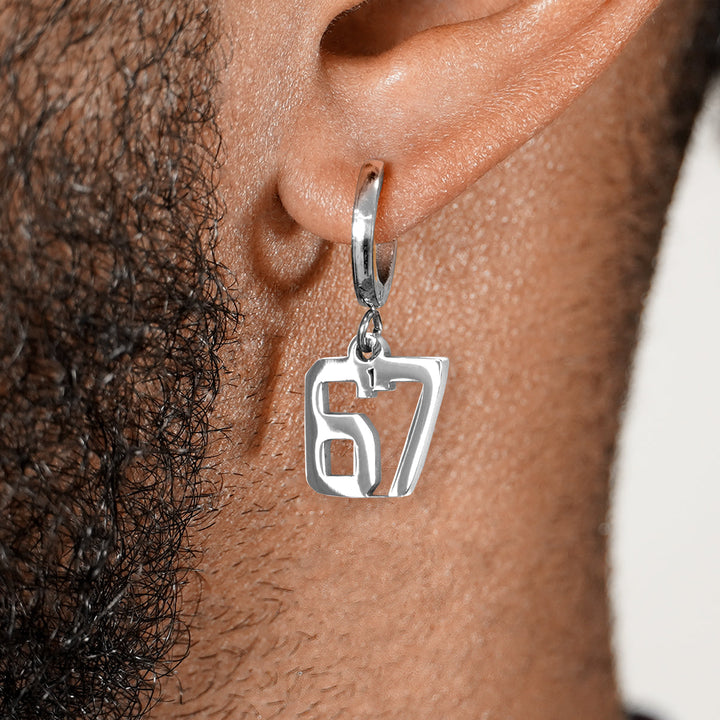 67 Number Earring - Stainless Steel