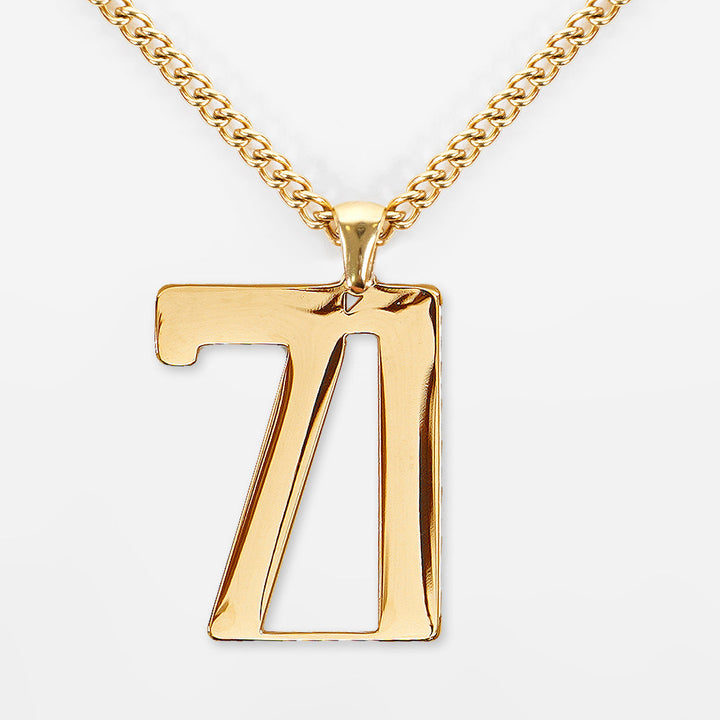 71 Number Pendant with Chain Necklace - Gold Plated Stainless Steel