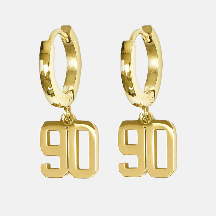 90 Number Earring - Gold Plated Stainless Steel