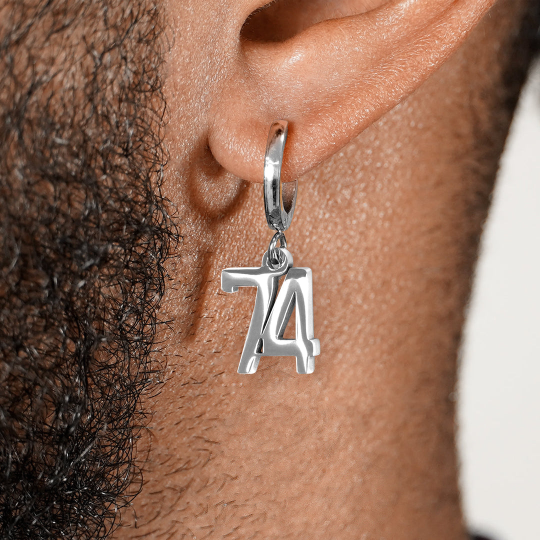 74 Number Earring - Stainless Steel