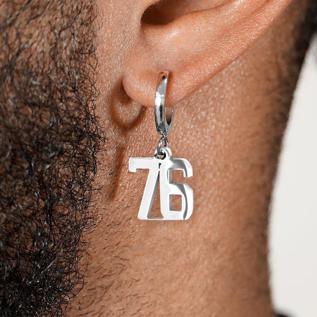 76 Number Earring - Stainless Steel