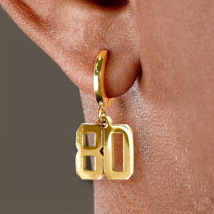 80 Number Earring - Gold Plated Stainless Steel