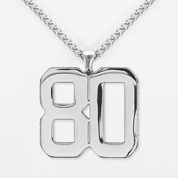 80 Number Pendant with Chain Necklace - Stainless Steel